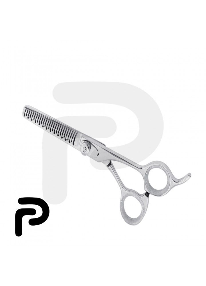 Flat blade serrated barber scissor